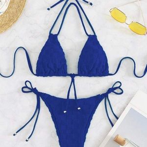 Royal blue bikini cheeky bottom